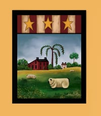 Image 2 of Primitive Folk Art Sheep Giclée Country Print Wall Decor 