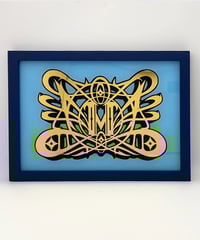 Image 1 of M  - Letter - Framed Reverse Painted and Gold Gilded Glass