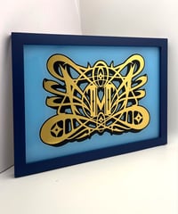 Image 4 of M  - Letter - Framed Reverse Painted and Gold Gilded Glass