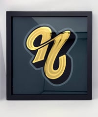 Image 1 of N - Letter - Framed Reverse Painted and Gold Gilded Glass