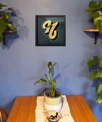 Image 3 of N - Letter - 23 Carat Gold Gilded Glass Wall Art