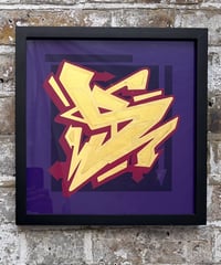 Image 5 of S Letter Purple  - Framed Reverse Painted and Gold Gilded Glass