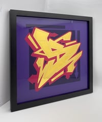 Image 4 of S Letter Purple  - Framed Reverse Painted and Gold Gilded Glass