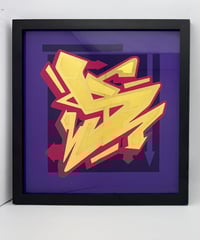 Image 1 of S Letter Purple  - Framed Reverse Painted and Gold Gilded Glass