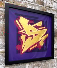 Image 6 of S Letter Purple  - Framed Reverse Painted and Gold Gilded Glass