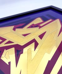 Image 2 of S Letter Purple  - Framed Reverse Painted and Gold Gilded Glass
