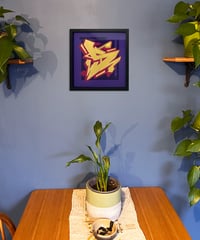 Image 3 of S Letter Purple  - 23 Carat Gold Gilded Glass Wall Art