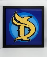 Image 1 of D Letter V3  - Framed Reverse Painted and Gold Gilded Glass