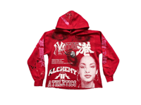 Image 1 of SAde Adu Rutgers University kanji Art dept custom made screen print red/pink hoodie