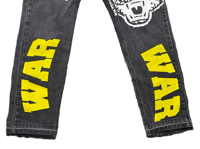 Image 2 of 505 levi's black panther WAR Kanji art dept custom made screen print black denim jeans