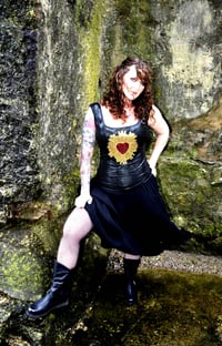 Image 3 of Black faux crocodile vest, sequin heart