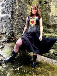 Image 4 of Black faux crocodile vest, sequin heart