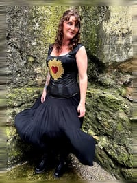 Image 5 of Black faux crocodile vest, sequin heart