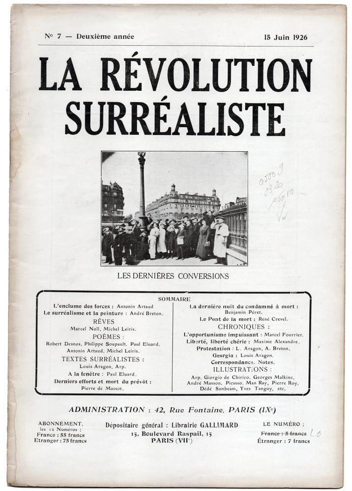 Image of André Breton, Atget, Man Ray: La Révolution Surréaliste, No. 7, ca. 1926