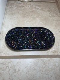 Image 2 of Black Holographic Acrylic Accessories Tray (6in)
