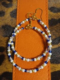 Handmade beaded wire hoop earrings