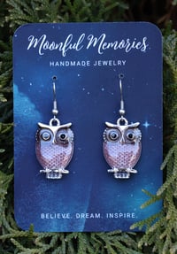 Image 5 of Pink OWL Charm Earrings