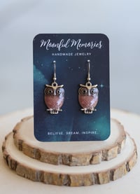Image 3 of Pink OWL Charm Earrings