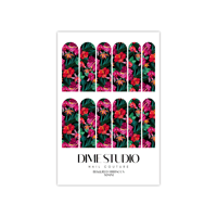 Image 4 of BLACK & RED TROPICAL FLORAL HIBISCUS NAIL DECALS 
