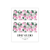Image 2 of PINK & GREEN TROPICAL PALM FLORAL NAIL DECALS 