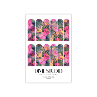 Image 3 of DUSTY PINK TROPICAL FLORAL NAIL DECALS 