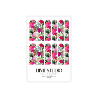 Image 4 of TROPICAL HOT PINK HIBISCUS NAIL DECALS 