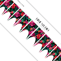 Image 5 of BLACK & RED TROPICAL FLORAL HIBISCUS NAIL DECALS 