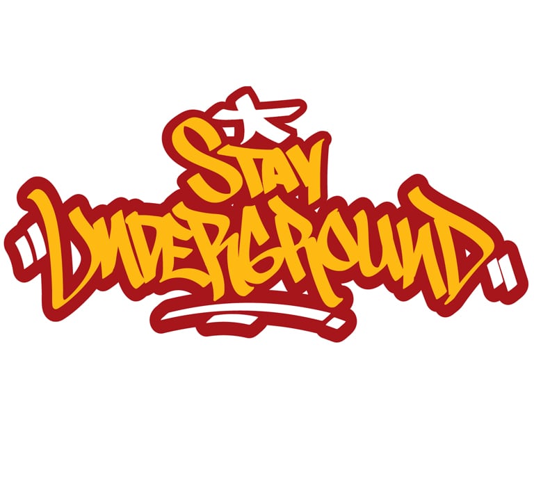 Image of 5" x 2.5" STAY UNDER GROUNF HAND STYLE DIE CUT STICKER