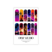 Image 3 of TROPICAL SUNSET PALM TREE  NAIL DECALS 