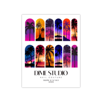 Image 2 of TROPICAL SUNSET PALM TREE  NAIL DECALS 