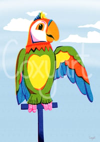 Image 1 of Riso Style Blackpool Parrot Print