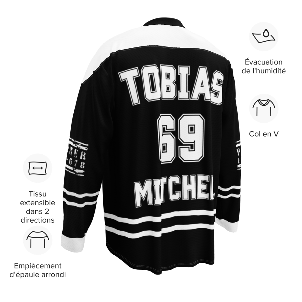Image of  Officially licensed Leigh rivers edge of darkness Tobias Recycled hockey fan jersey 