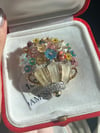 18k Gold Giardinetto Brooch with Crystals, Gems and Diamonds