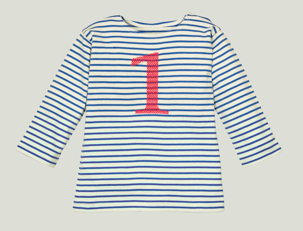 Image of NEU Geburtstags-Shirt blau gestreift mit roter Zahl (O) Art.266278