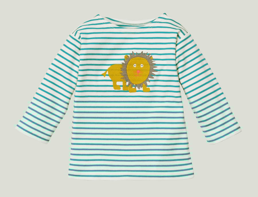 Image of NEU Shirt türkis gestreift mit Löwe (O) Art. 272322