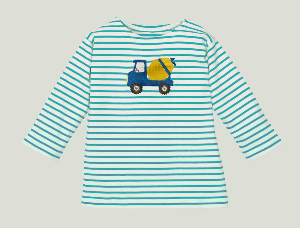 Image of NEU Shirt türkis gestreift mit Betonmischer (O) Art. 356322