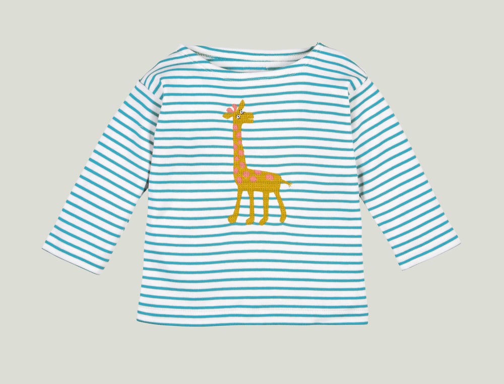 Image of Shirt türkis gestreift mit Giraffe (O) Art. 201327