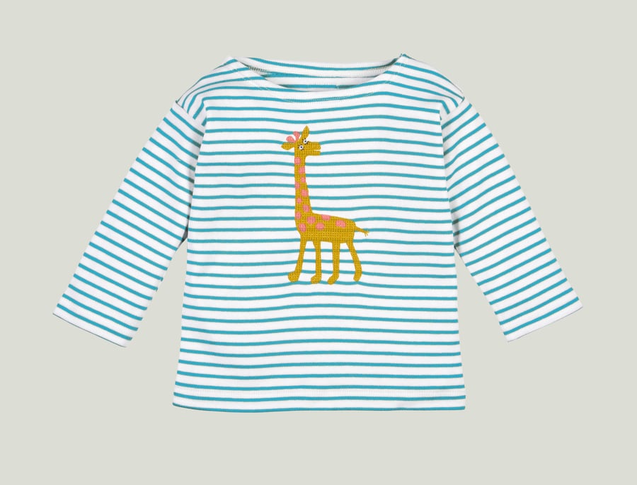 Image of Shirt türkis gestreift mit Giraffe (O) Art. 201327