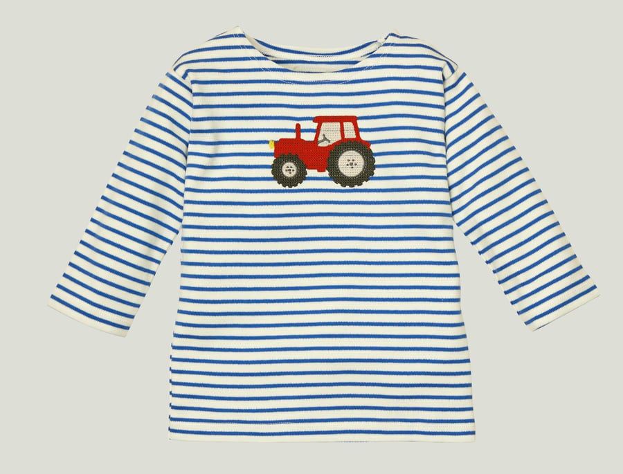 Image of Shirt blau gestreift mit Traktor (O) Art. 318426