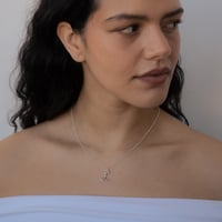 Image 4 of Ribbon Letter Pendant Necklace, Silver