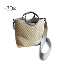 Image 1 of Sac panier BETTY raphia tweed & cuir Sable