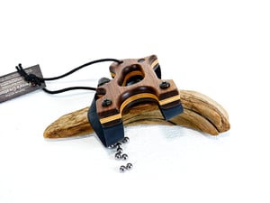 Image of Walnut Wooden Sling Shot, The Hooligan, OOAK handmade Wood Catapult, OTF Slingshot