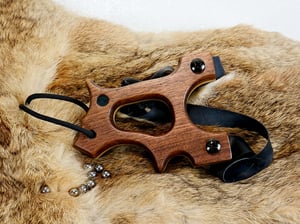 Image of Walnut Wooden Sling Shot, The Hooligan, OOAK handmade Wood Catapult, OTF Slingshot