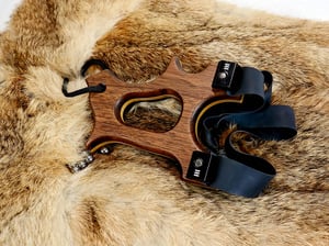 Image of Walnut Wooden Sling Shot, The Hooligan, OOAK handmade Wood Catapult, OTF Slingshot