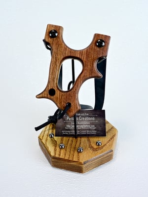 Image of Walnut Wooden Sling Shot, The Hooligan, OOAK handmade Wood Catapult, OTF Slingshot