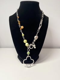 Image 2 of Handmade Abstract Chain and Wire Upcycled Necklace, Unique One of a Kind Spring Nature Inspired N...