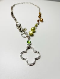 Image 4 of Handmade Abstract Chain and Wire Upcycled Necklace, Unique One of a Kind Spring Nature Inspired N...