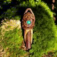 Image 1 of Turquoise Handcrafted Wood Pendant