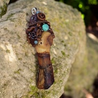Image 1 of Amazonite Crystal Handcrafted Wood Pendant