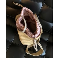 Image 3 of Sac panier BETTY Paille & cuir Sable